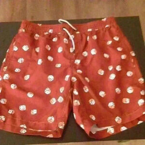 Maamgic board shorts red with dice mens medium